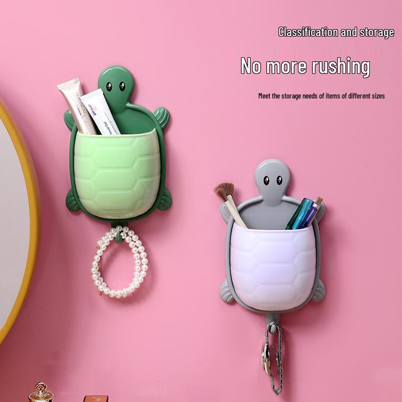 Wall-Mounted Turtle Toothbrush Holder with Drain