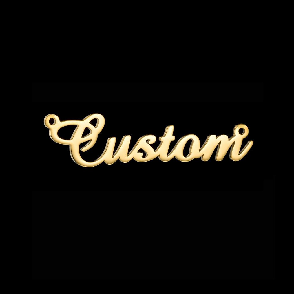 Atoztide Personalized Customized Brand Logo Names Pendant Necklace Stainless Steel Thick Chain for Men Women Jewelry Gift