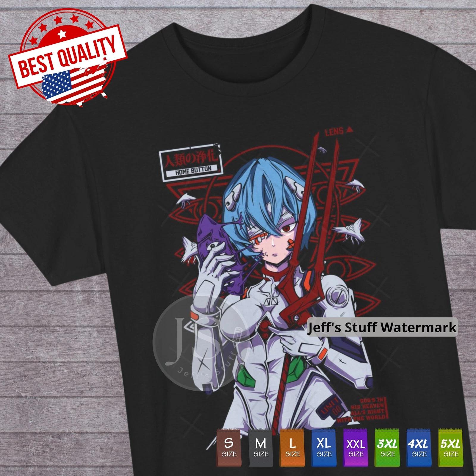 Neon Genesis Evangelion Japanese T Shirt Rei Ayanami Anime Cosplay Manga Otaku XL