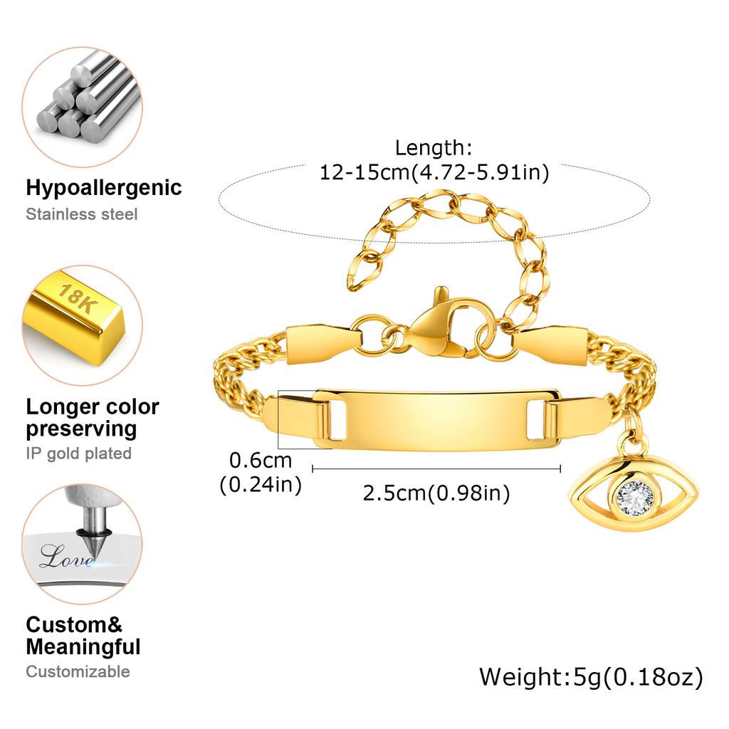 Personalize Baby Bracelet Anti Allergy Stainless Steel Custom Name ID  Newborn Infant Baptism Bracelets Love Gifts