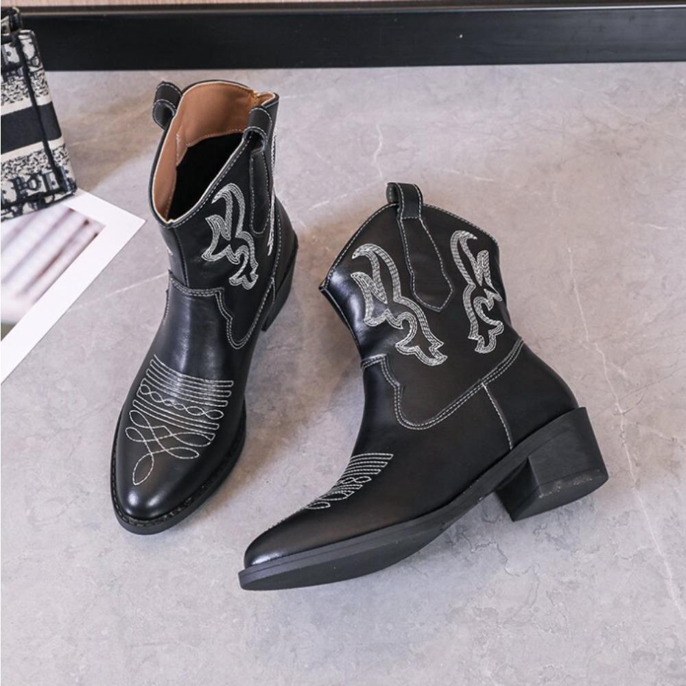 Boots for Women's  Spring Autumn New European American Knight Boots Thick Heel Embroidered Feet Short Boots Luxury Boot