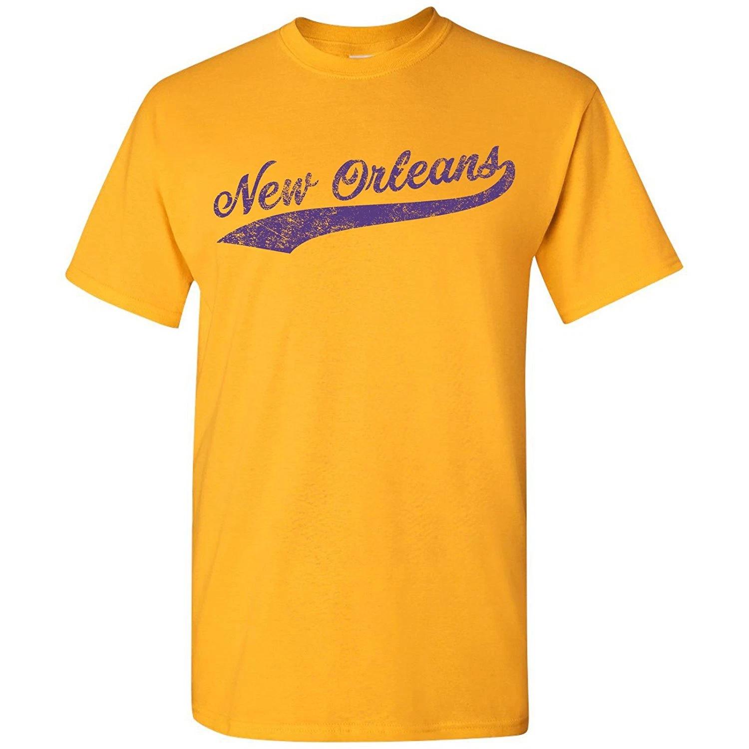 New Orleans City Script - Baseball, Home Run Men s T-Shirt - Gold L