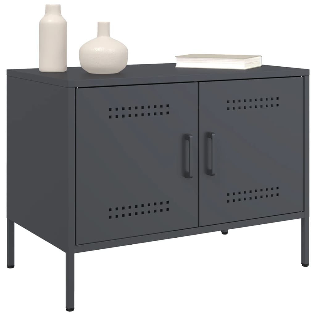TV Stand Anthracite Grey 68 X 39 X 50.5 Cm Steel