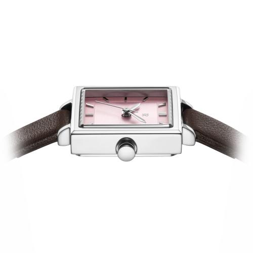 [ROMANSON] ROMANSON Renata Full Square R Pink Leather Watch RWRLLL5BF012WHPK0