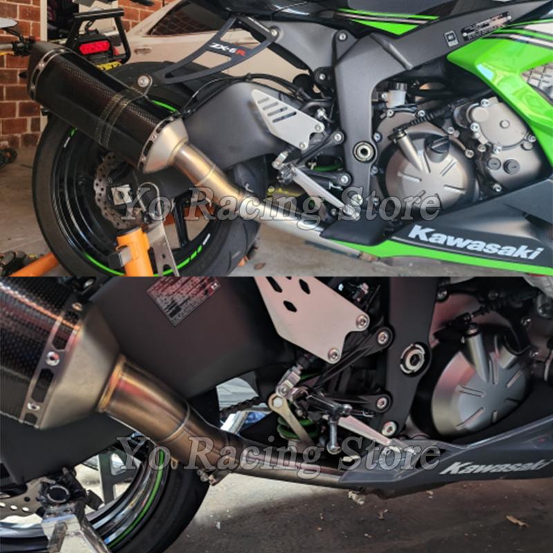 Motorcycle Exhaust Muffler Stainless Steel Middle Link Pipe Slip On For Kawasaki ZX6R ZX 6R ZX-6R Ninja 636 2009 - 2020 Years