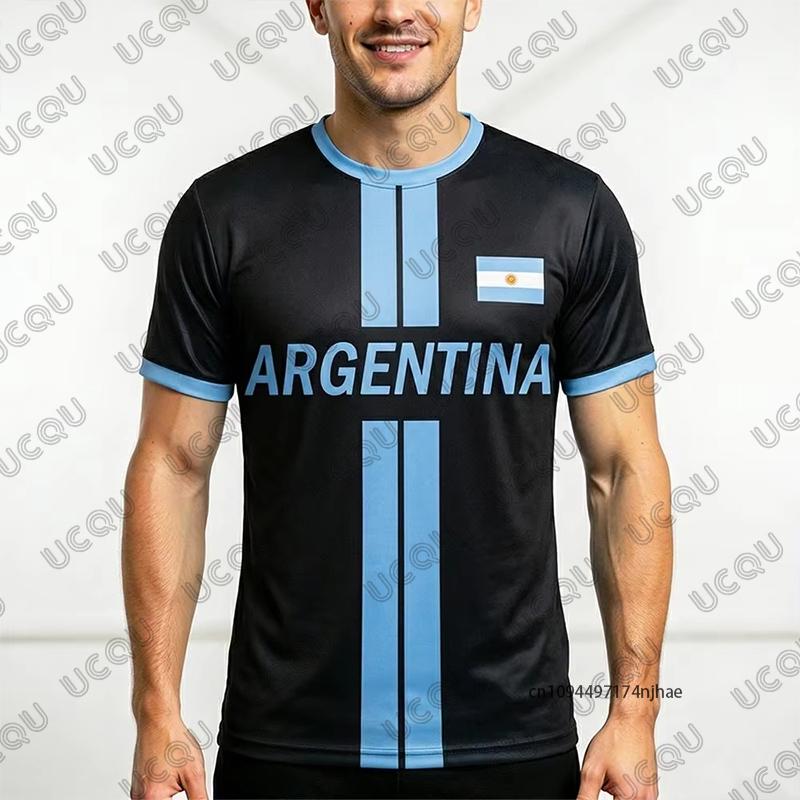 Summer New Argentina Flag Print Football Jersey For Men Women T-Shirt Outdoor Breathable Sports O-neck Tees Casual Kids Tops