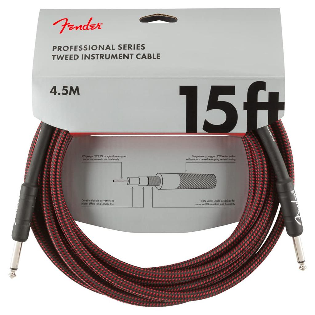 Fender Shielded Cable Professional Series Instrument Red Tweed Cable, 15',
