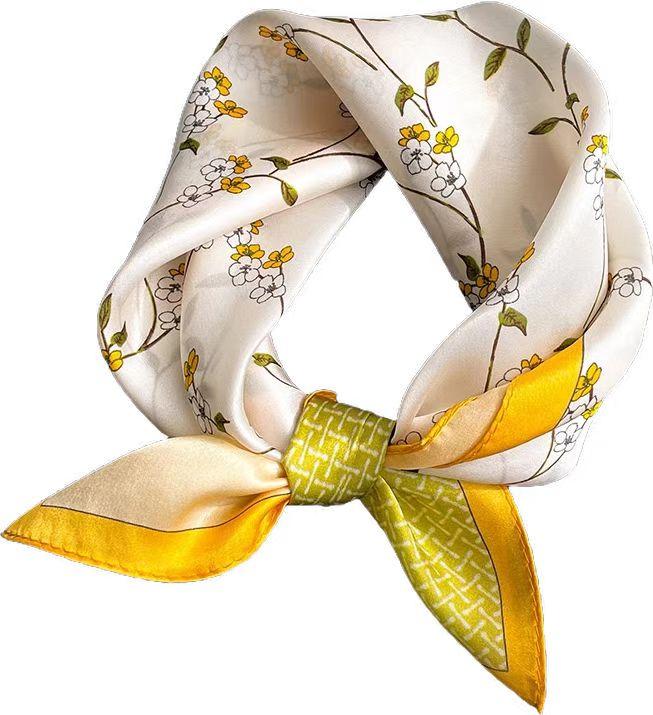 100% Pure Silk Scarf Women Neck Hair Foulard High Quality Bandana Square Headband Hijab Print Poncho Scarves Pashmina Sjaals