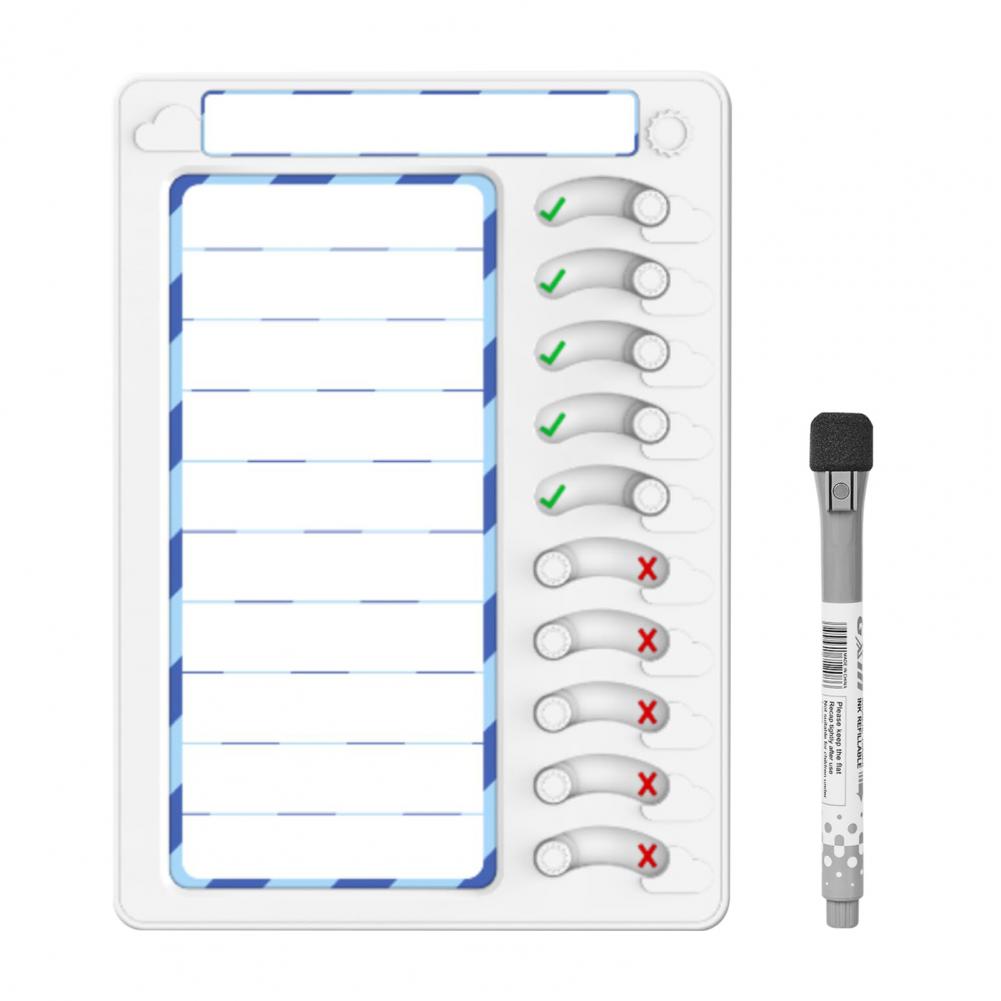 2Pcs/Set Kids Erasable Chore Chart 10 Sliding Buttons Magnetic Stickers Wall Mounted Routine Checklist Task Planning Board Pen