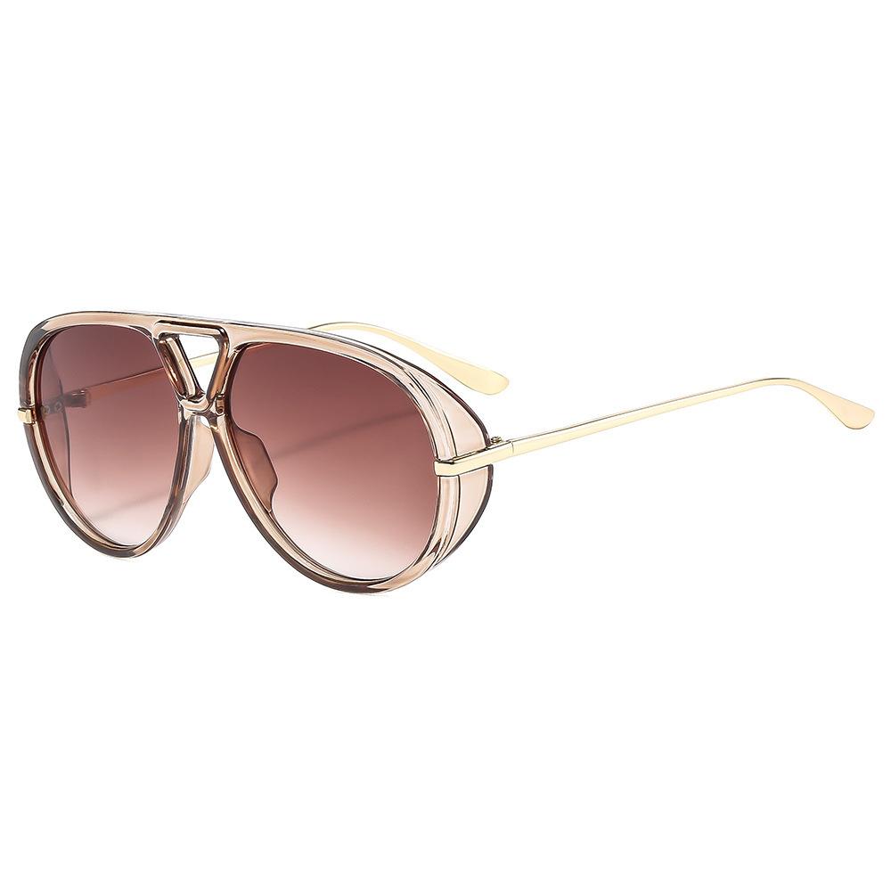 Retro Oversized Oval Leopard Gradient Women Sunglasses Double Beam Punk Style Fashion Luxury Large Frame Men Sun Glasses UV400