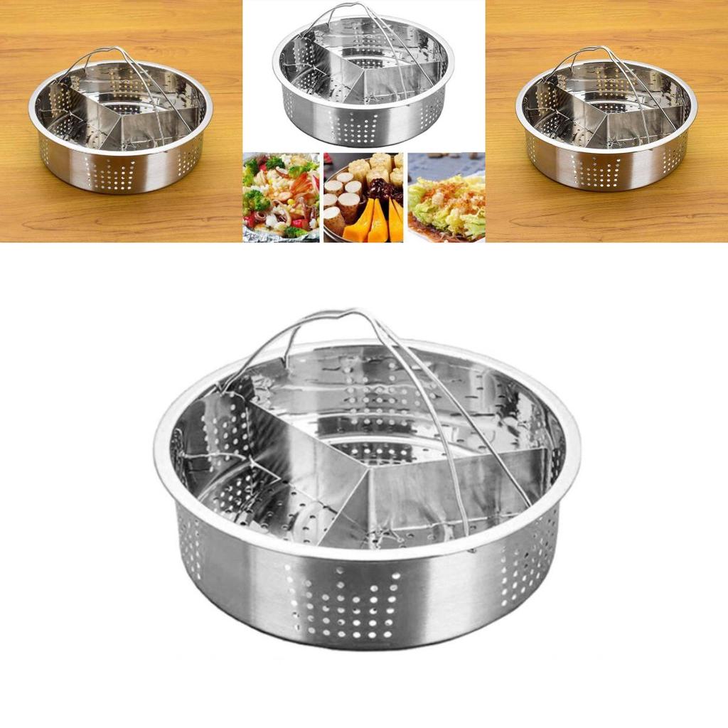 Stainless Steel Steaming Rack With Dividers For Rice Cooker And Microwave Cooking