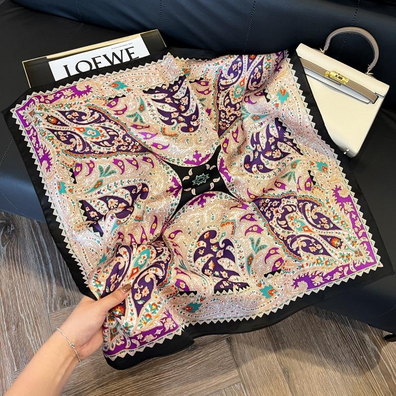 Silk scarf 71 * 71 imitation silk square scarf Korean atmosphere neck silk scarf flower pattern flower polka dot scarf