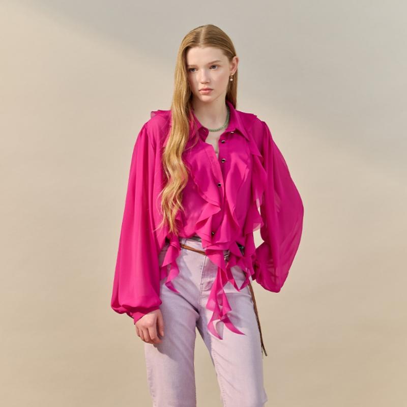 Maxza Volume Ruffle Sheer Blouse Zf04qb002nh