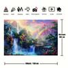 2D Dreamy Forest Waterfall Wall Tapestry Rainbow Sky Background Cloth for Home