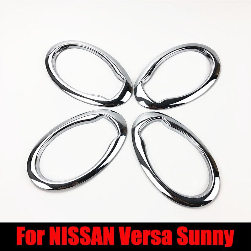 Auto-Styling-Zubehör, Chrom-Innentürgriffabdeckung, dekorativer Innenaufkleber für NISSAN Versa Latio Sunny