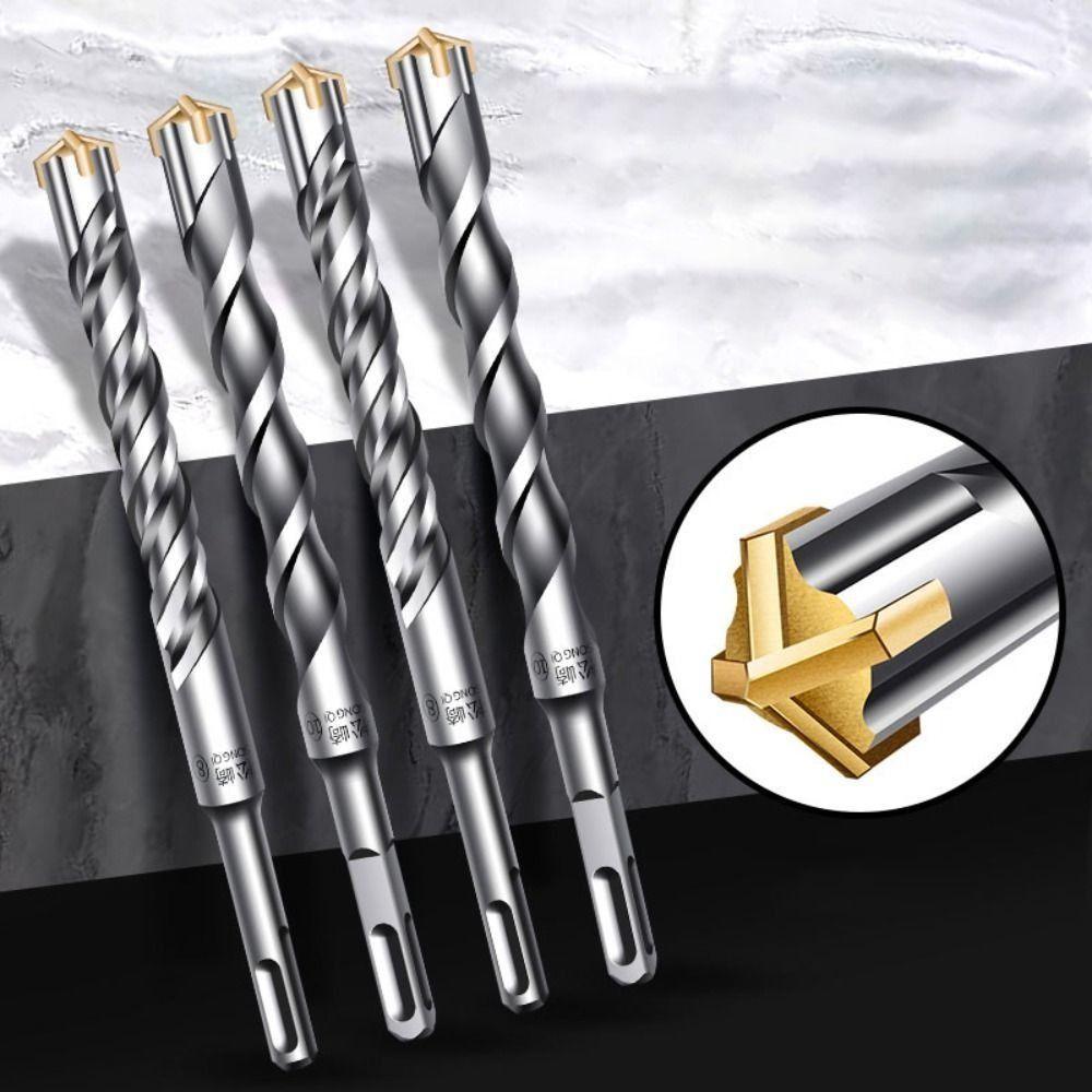 Round Shank Hammer Drill Bits Zinc Zinc Alloy Hammer Accessories Durable Cross Tips  Wall