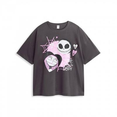 Womens/Ladies Jack and Sally Short-Sleeved Long Pajama Set