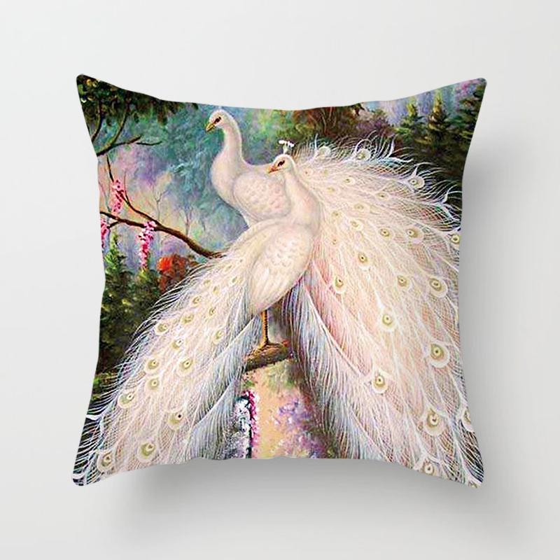 Peacock Print Pillow Decoration Home Car Sofa Cushion Cover Bed Animal