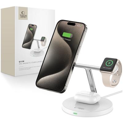 Tech-Protect Qi15W-A35 3In1 Magnetic Magsafe Wireless Charger White