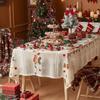 Tovaglia di Natale americana con campanelle, pizzo ricamato, tovaglia rettangolare decorativa antiscivolo per soggiorno e cucina