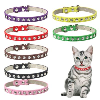 Collana per animali domestici con collare per gatti regolabile con strass 1PC per accessori creativi in ​​pelle per cuccioli di piccola taglia