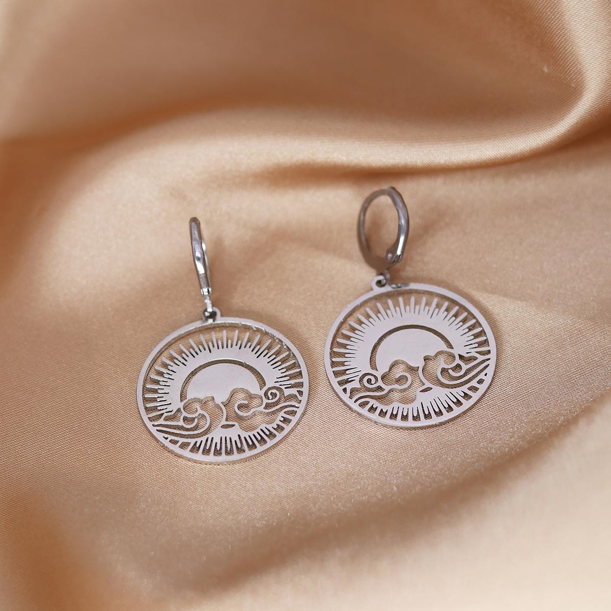 

Kinitial Stainless Steel Bulldog Unicorn Dragon Fairy Turtle Sword Death Moth Earrings For Women Trendy Piercing Jewelry