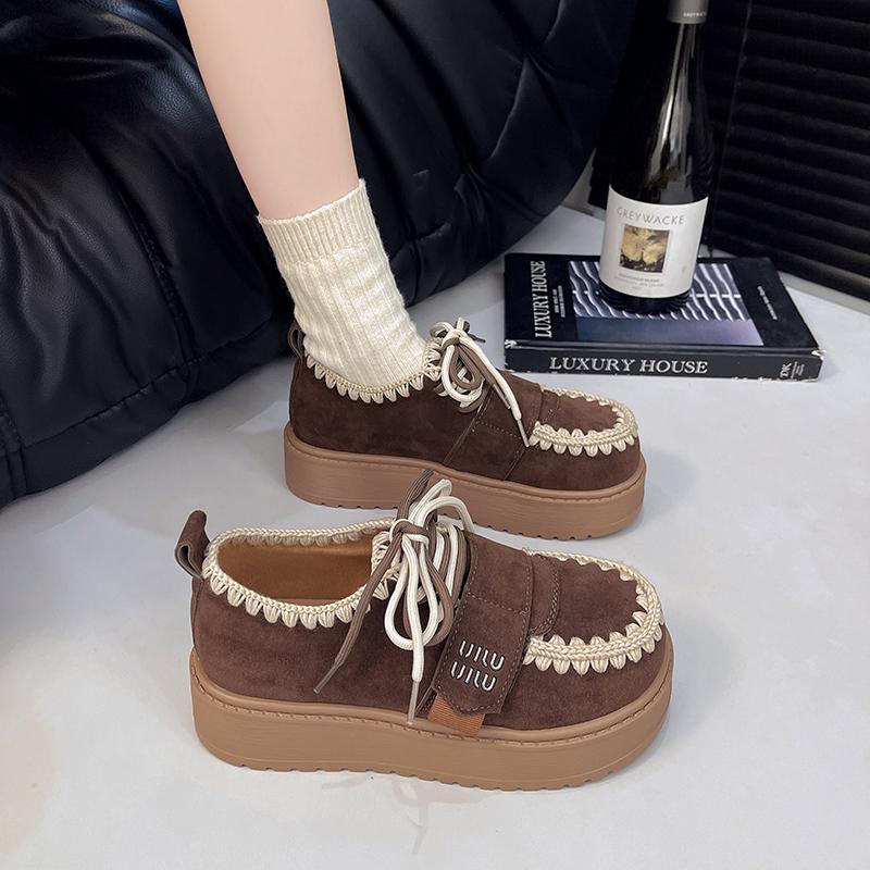 Fashion Women‘s Casual Loafers Anti-Fur Leather Derby Shoes Tassel Design Heightening Monk Shoes Slip-On Comfortable Rubber Sole