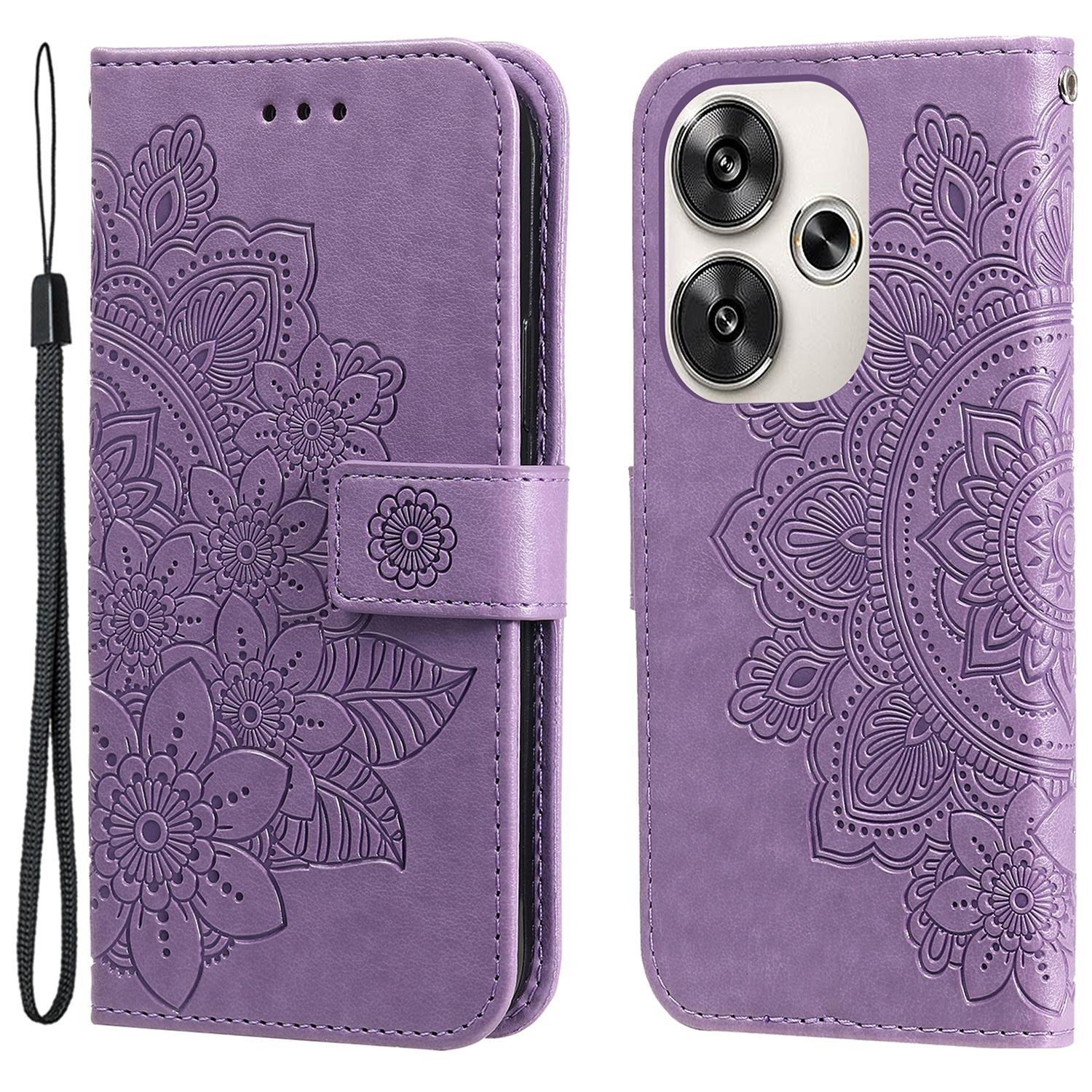 

For Xiaomi Redmi Turbo 3 5G/Poco F6 5G Case Floral Pattern PU Leather Wallet Stand Phone Cover Purple