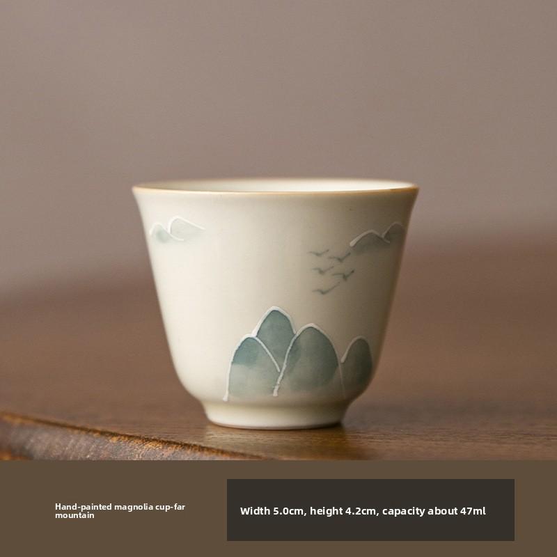 Hand-painted Ceramic Tea Cup, Kung Fu Tea Set, Master Cup, Peach Handmade Tea Cup, Home and Office Fragrance Cup