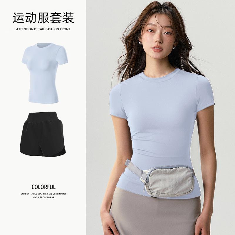 Basic Yoga T-shirt Women's Waist Versatile Fitness Short-sleeved Running Quick-drying Yoga Clothes Tight Top