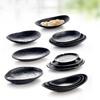 Dessert plate1Pcs Food Dishes Deep Plate Oval Ingot Plate Frosted Black Hotel Seafood Sushi Plate Imitation Porcelain Tableware