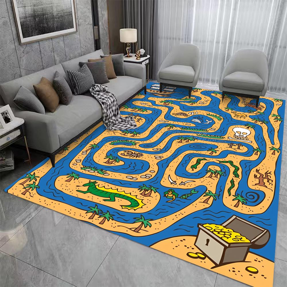 Kids Cartoon Maze Play Mat Interactive Labyrinth Design Educational Rug Children Bedroom Playroom  Kids Play Reading Area Rug
