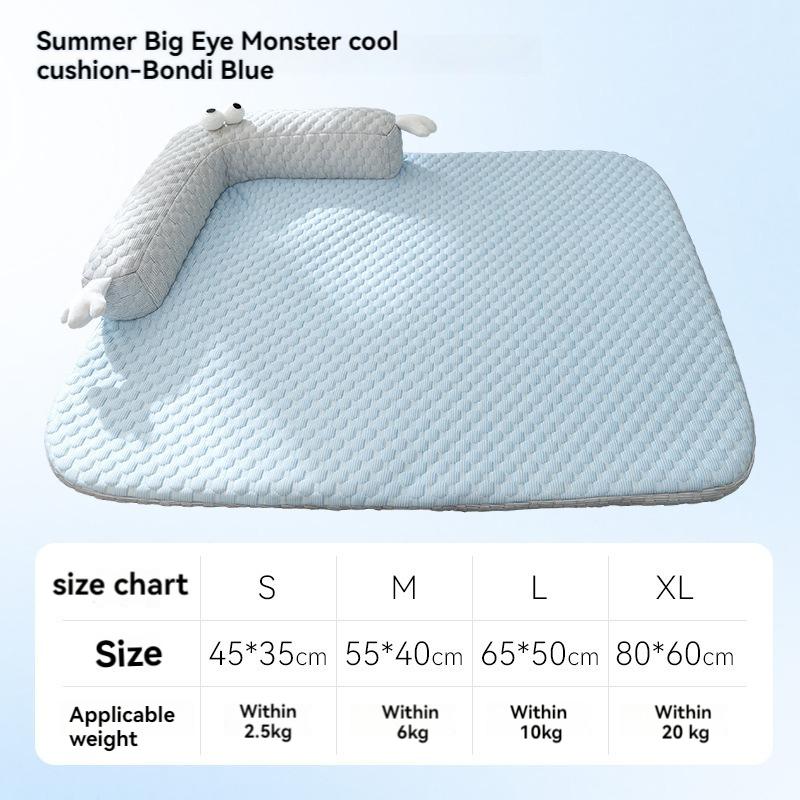 

Охлаждающий коврик для собак Большеглазый монстр Дышащий коврик для маленьких и больших щенков/кошек Моющаяся охлаждающая кровать для питомцев Охлаждающее гнездо для собак/кошек Лето S синий