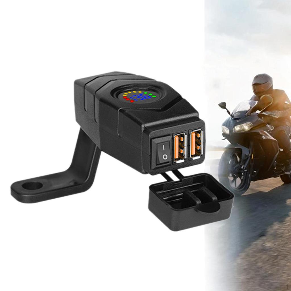 Motorcycle Phone Charger Quick Disconnect Double USB Adapter for Phones