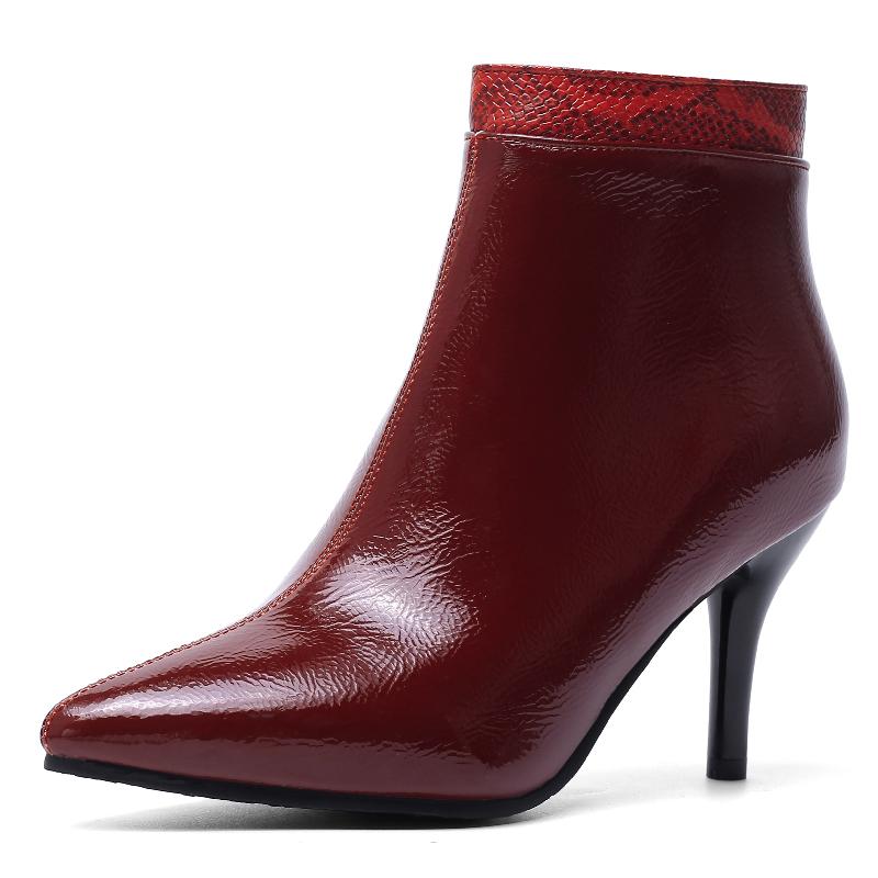 Elegantní dámské kotníkové boty Módní vysoký podpatek Krátké boty Podzimní Zimní boty Špičatá špička Černé Šedé Párty boty Dámské Velká velikost