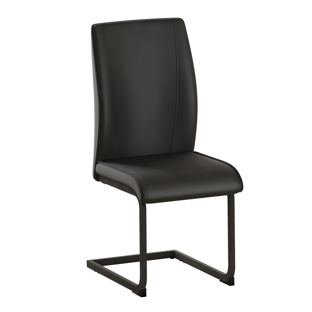 2-piece Set of Black PU Dining Chairs: Black Metal Legs, Ergonomic Design, Comfort and Aesthetics In One.
