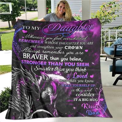 Personalizado para minha filha Sherpa Blanket Print Leão Lobo e Dragão Presente de mamãe Pai Sofá cama Cobertor Macio piquenique cobertor