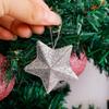 6/30PCS Pentagram Christmas Hanging Pendant Silver Gold Glitter Star Xmas Tree Ornament Festive Wedding Party Home Decoration