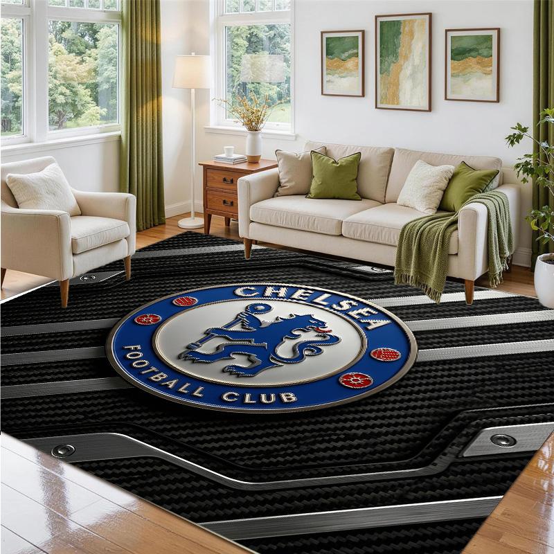 Chelsea FC Design Crystal Velvet Rug Soft Decorative Mat for Bedroom Entrance