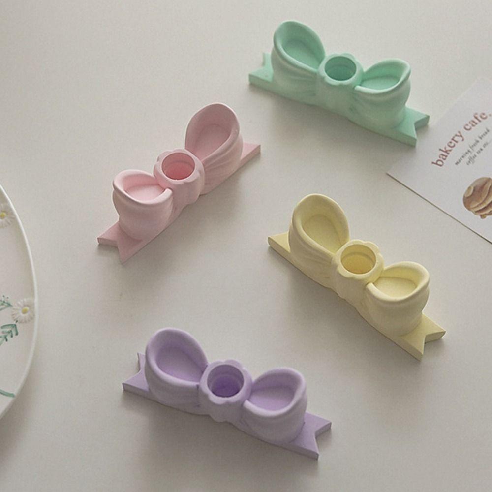 Birthday Ins Gypsum Candlestick Holder Plaster Vintage Bow Candle Holder Craft Bow Shaped Mini Candle Stands Wedding Decor