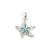 2 Pcs Brass Ocean Jewelry Charm Pendant Gold Plated Starfish Micro Pave Blue Rhinestone For Necklace DIY Making 24mm X 18mm