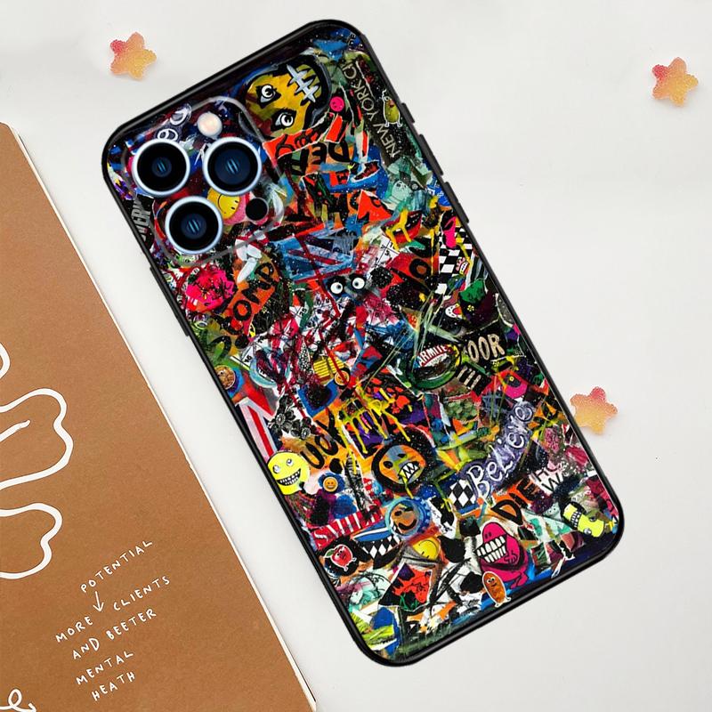 Graffiti Phone Case For iPhone 17 Pro Max 14 11 15 16 Pro Max 13 12 mini 16 Plus 16e 17 Air Funda
