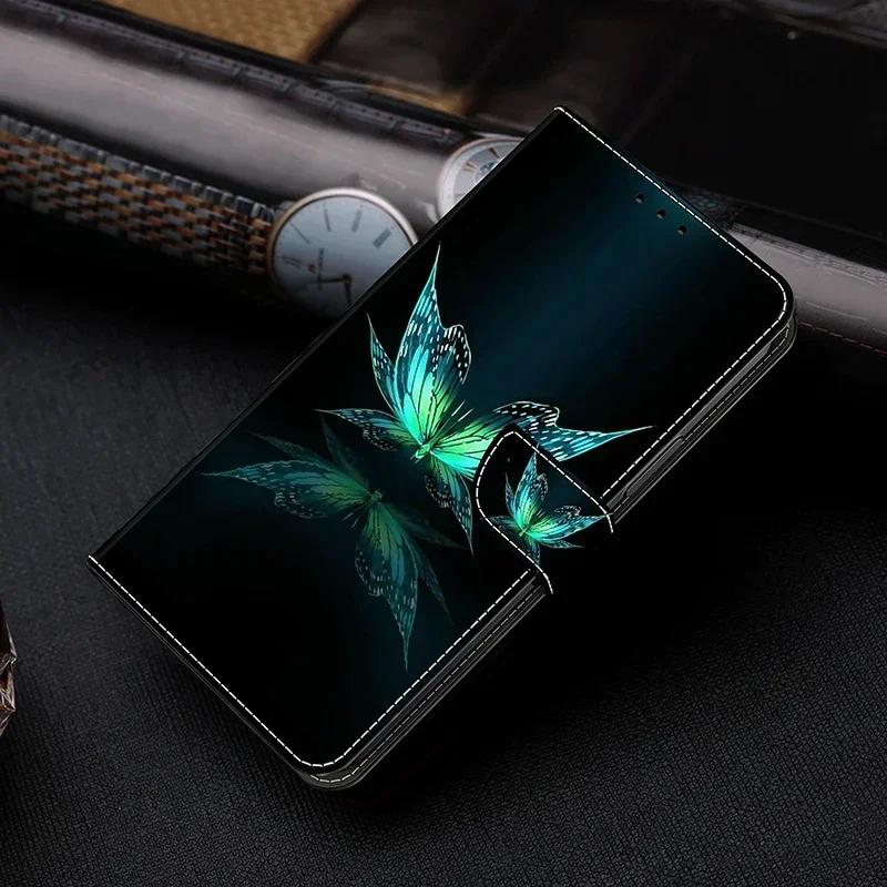 Magnetic Leather Funda For Samsung Galaxy S24 Ultra S23 Plus S22 S21 S20 FE Butterfly Flower Painted Card Slots Flip Phone Cover
