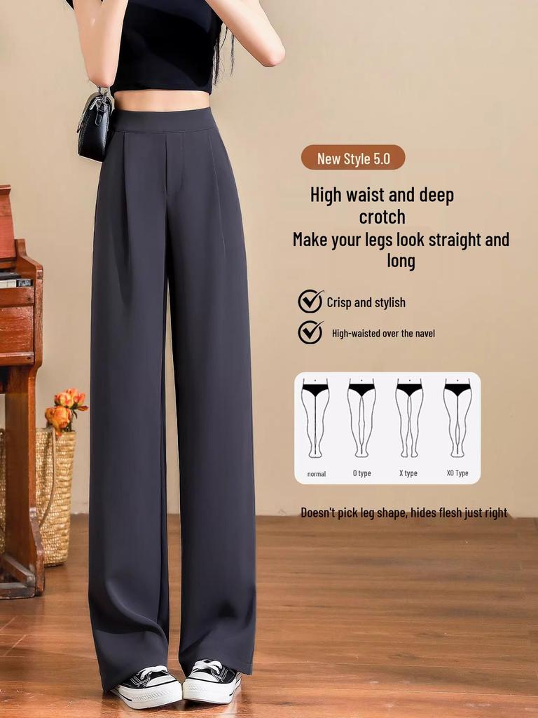 2026 Spring/Summer Women's High Waist Black Straight Leg Suit Pants