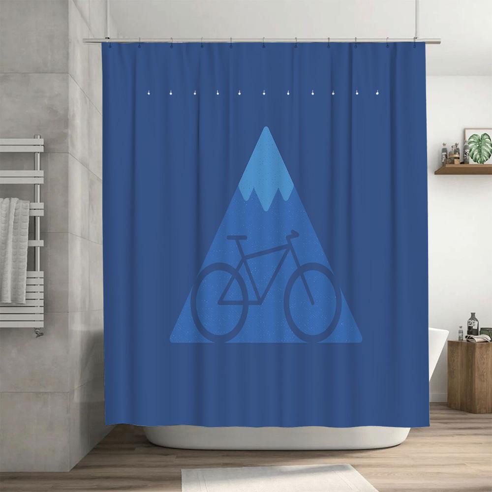 Bicycle Shower Curtain Waterproof Vintage Mountain Bike Cycling Decor Washable Bathroom Fabric Backdrop