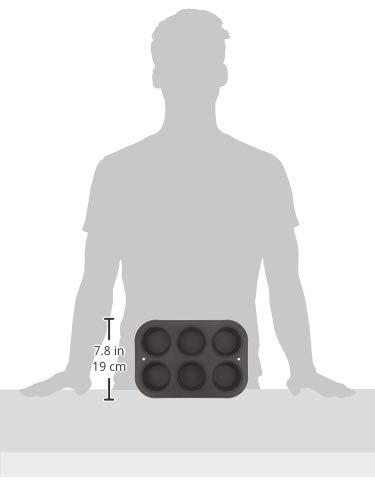 Tiger Crown Muffin Pan Set, Black, 190 x 273 x 30 mm, 6-pack, Steel, Silicone Resin Coating, Heat Resistant up to 250°C, Item No. 5068