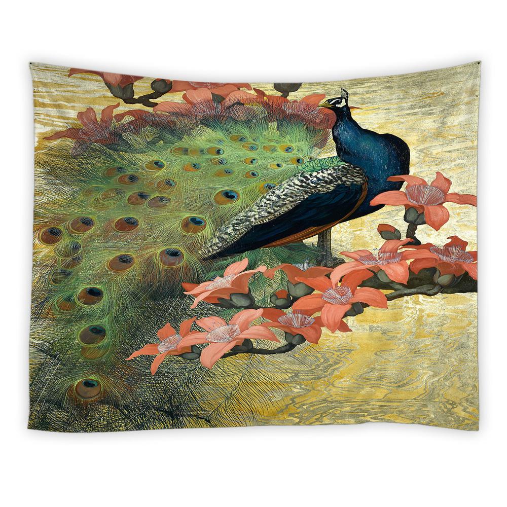 Peacock Bird Tapestry Wall Hanging Flowers and Birds 3D Printing Large Wall Tapestry Bohemian Hippie Home Bedroom Decoration