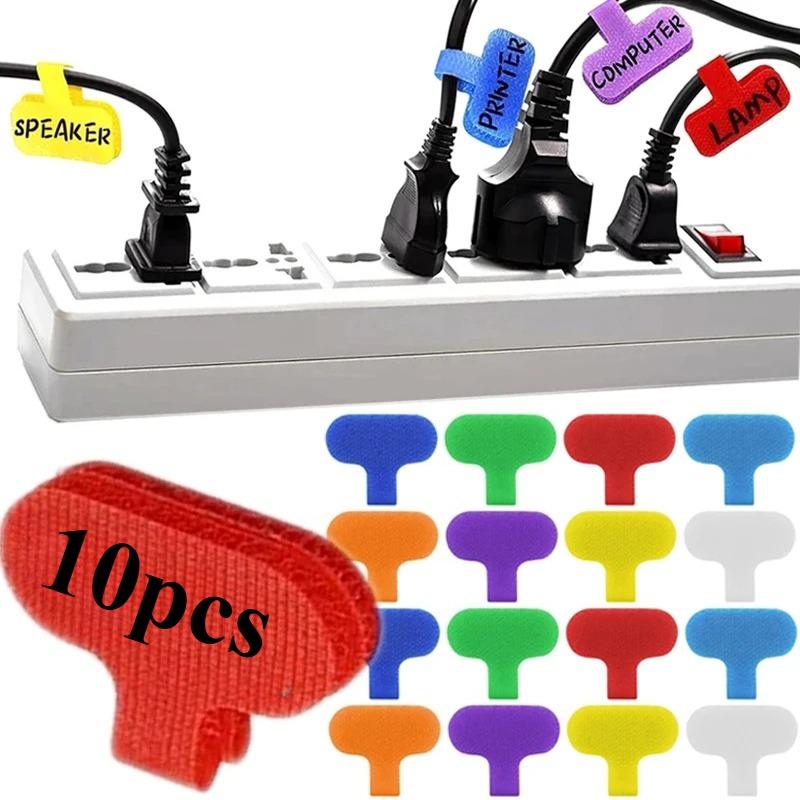 Reusable Cable Labels - Self-Adhesive Write-On Cord Tags for Home & Office Cable Management