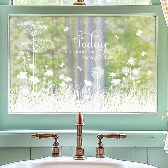 Spring Window Cling Stained Glass Floral Birds Butterflies Decorative Sticker Reusable Static Glass Decal