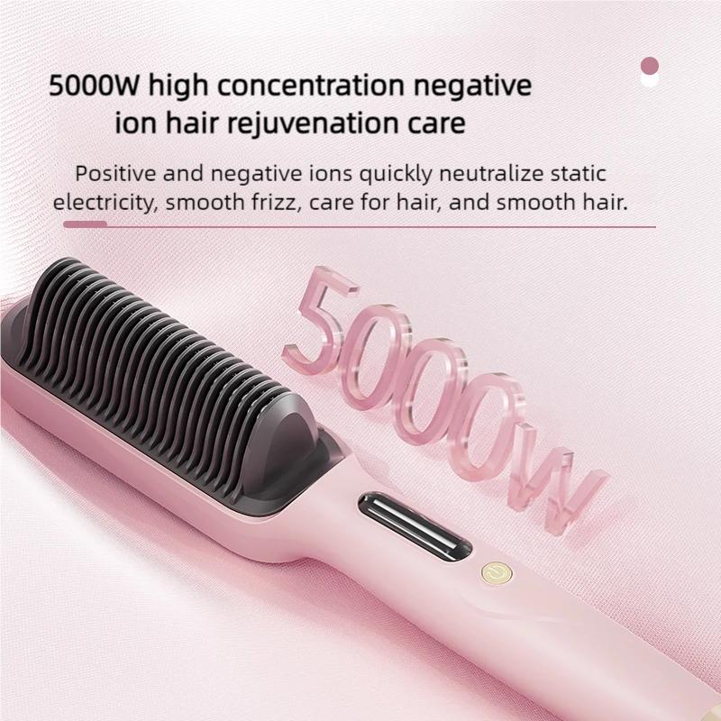 5000W Negative Ion Hair Straightener Comb Ceramic Heating Brush For Frizz Free Smooth Hair